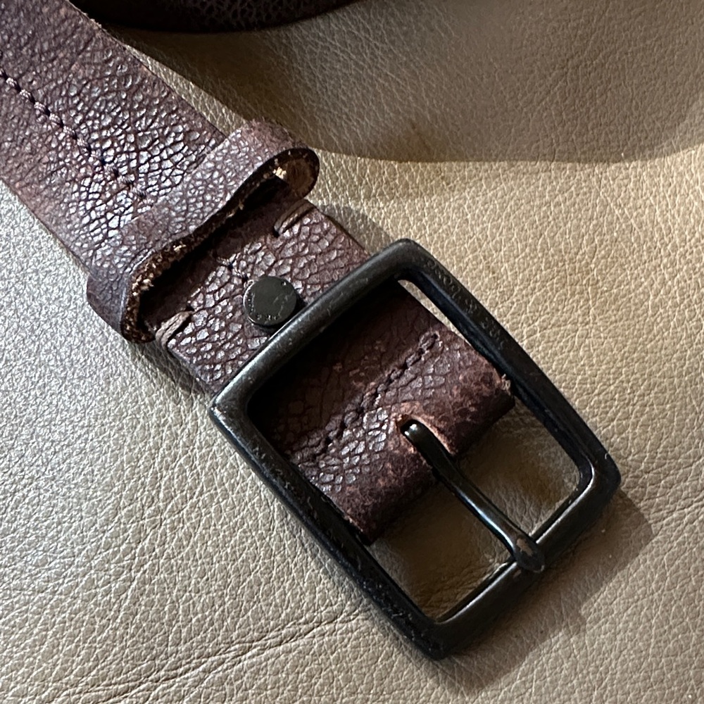 Men's Brown Leather Belt with Black Buckle